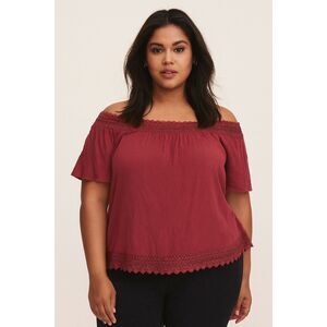 City chic wide neck lace trim blouse OFF SHOULDER SIZE 22